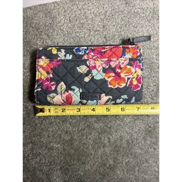 Vera Bradley Zip ID Case Pouch Wallet Floral Tropical Print Blue Bright Florals - Picture 9 of 10